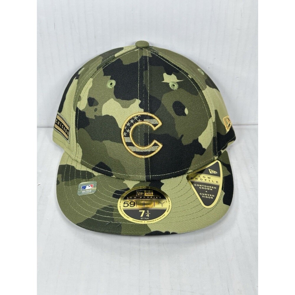Size 7 1/4 New Era Chicago Cubs Armed Forces Day Camo 59FIFTY Low Profile Hat